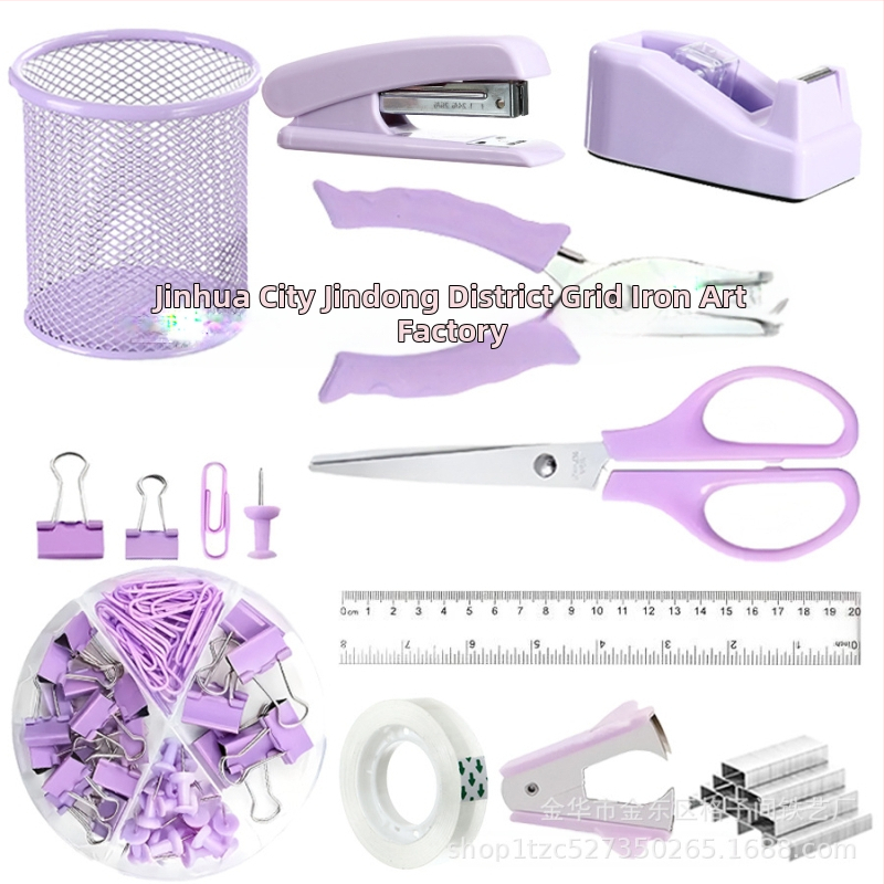 Piiriülene pliiatsihoidja kontorikomplekt Macaron värviline kirjatarvete klammerdaja käärid teip klammerdaja eemaldaja klammerdaja hoiukarp