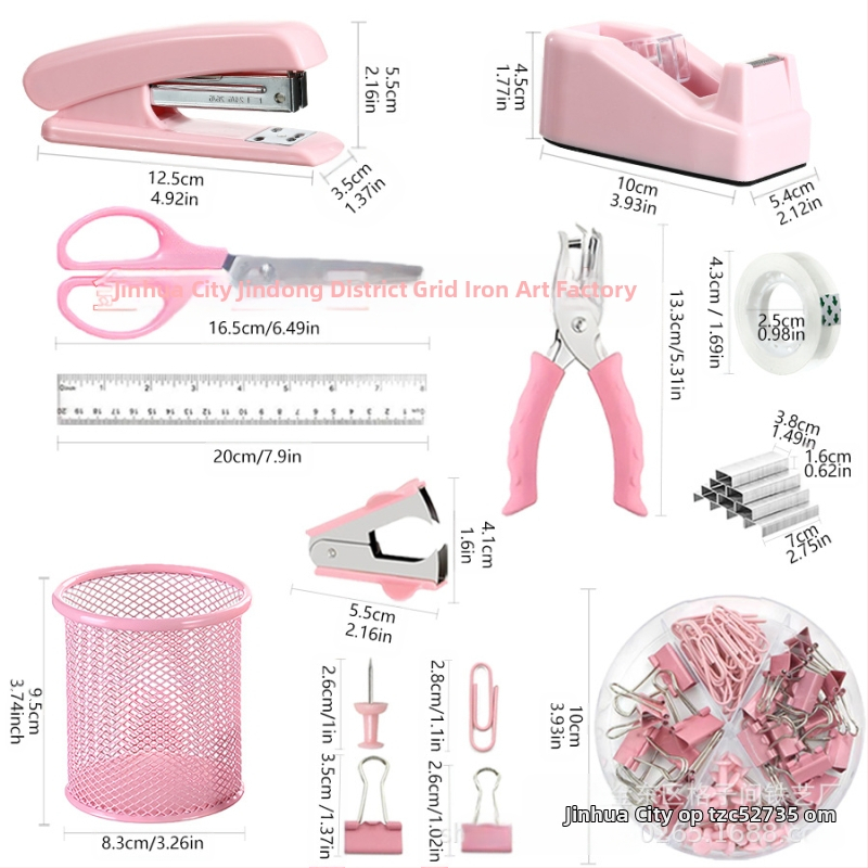 Držiak na pero CrossBorder Office Set Macaron Color Papiernictvo Zošívačka Nožnice Páska Odstraňovač sponiek Krabica na sponky