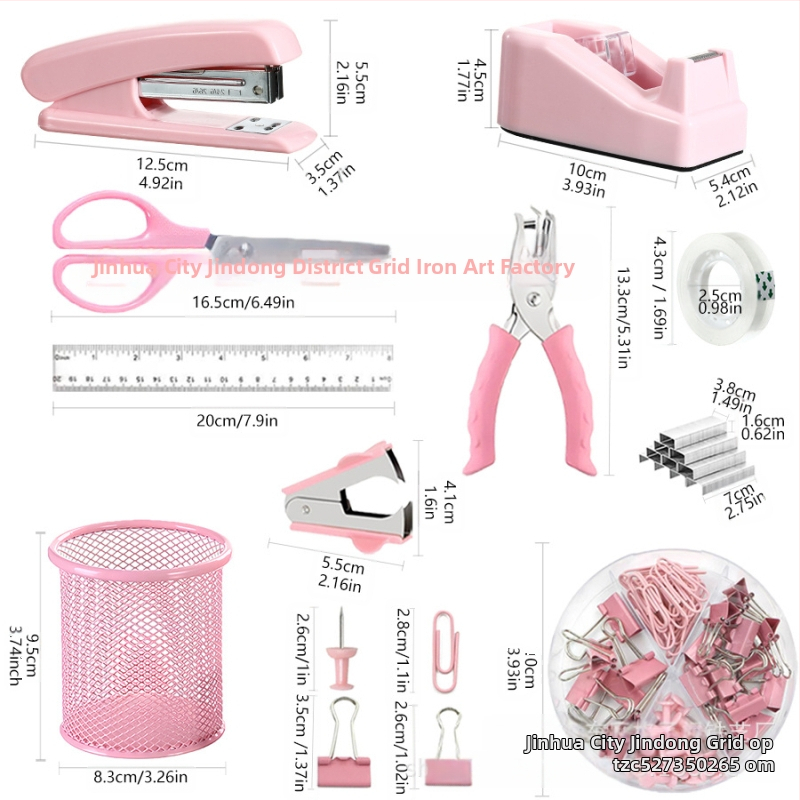 Piiriülene pliiatsihoidja kontorikomplekt Macaron värviline kirjatarvete klammerdaja käärid teip klammerdaja eemaldaja klammerdaja hoiukarp