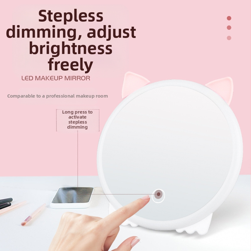 Ново LED огледало за грим, широко сгъваемо настолно огледало за тоалетка, ръчно, усъвършенствано преносимо огледало за спалня
