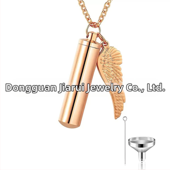 Silindriline ripats väikeste tiibadega meestele ja naistele, parfüümipudel lähedaste ja lemmikloomade mälestamiseks, kaelakee