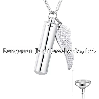 Κυλινδρικό μενταγιόν με μικρά φτερά για άνδρες και γυναίκες, μπουκάλι αρώματος για να τιμήσει τα αγαπημένα σας πρόσωπα και τα κατοικίδια ζώα σας