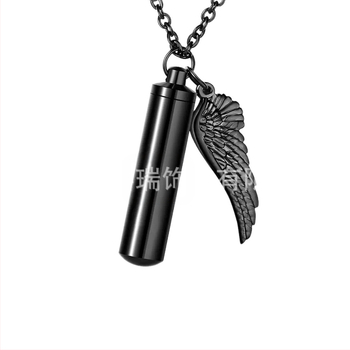 Κυλινδρικό μενταγιόν με μικρά φτερά για άνδρες και γυναίκες, μπουκάλι αρώματος για να τιμήσει τα αγαπημένα σας πρόσωπα και τα κατοικίδια ζώα σας