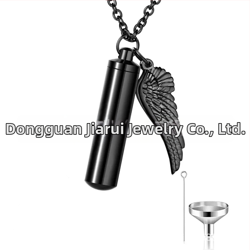 Silindriline ripats väikeste tiibadega meestele ja naistele, parfüümipudel lähedaste ja lemmikloomade mälestamiseks, kaelakee