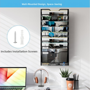 Трансграничен 10-етажен стелаж за съхранение на документи Стенен стелаж за съхранение Безпроблемна ютия Многоетажен стенен стелаж за списания, книги и вестници