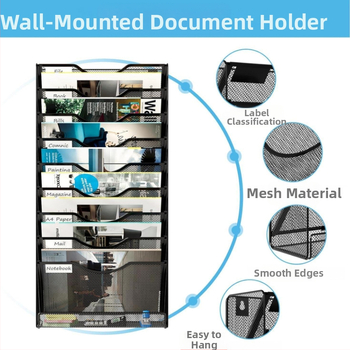 Трансграничен 10-етажен стелаж за съхранение на документи Стенен стелаж за съхранение Безпроблемна ютия Многоетажен стенен стелаж за списания, книги и вестници