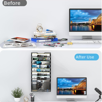 Трансграничен 10-етажен стелаж за съхранение на документи Стенен стелаж за съхранение Безпроблемна ютия Многоетажен стенен стелаж за списания, книги и вестници