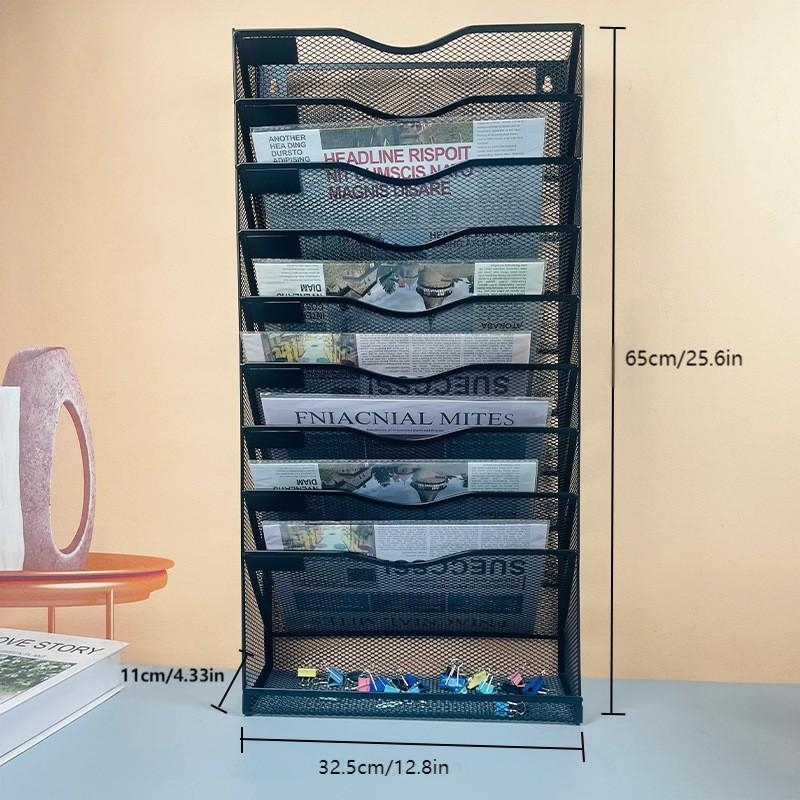 Трансграничен 10-етажен стелаж за съхранение на документи Стенен стелаж за съхранение Безпроблемна ютия Многоетажен стенен стелаж за списания, книги и вестници