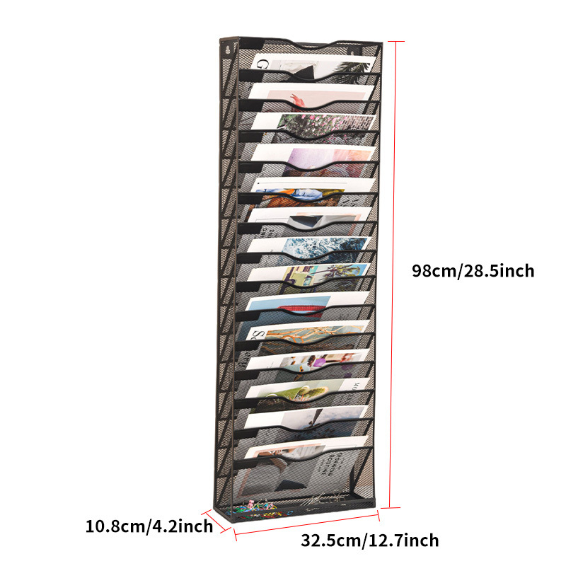 Трансграничен 10-етажен стелаж за съхранение на документи Стенен стелаж за съхранение Безпроблемна ютия Многоетажен стенен стелаж за списания, книги и вестници