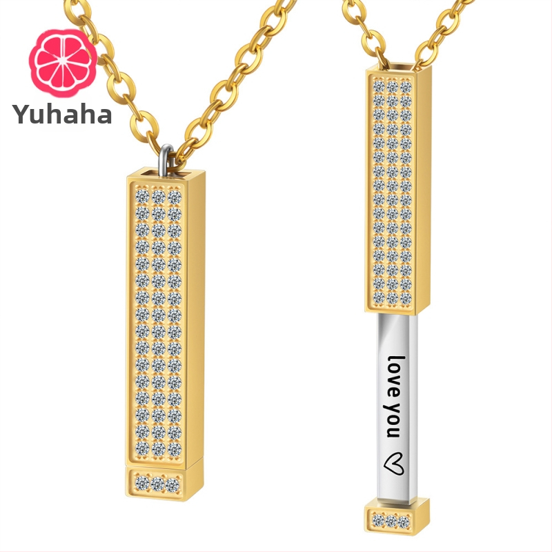 Roostevabast terasest teemantkomplektiga nuku kaelakee, millel on isetegemise teemant-teleskoop-stereokepiga kaelakee jõulukingiks