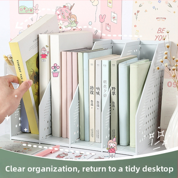 Сгъваема рамка за файлове Deli TB505, настолна поставка за файлове, офисна многослойна поставка за файлове, разтеглива поставка за книги