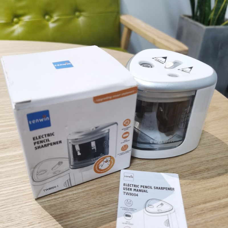 Tenwini kahe auguga elektriline pliiatsiteritaja, poolautomaatne paksusega kahe auguga pliiatsiteritusmasin, piiriülene aku, mudel 8004