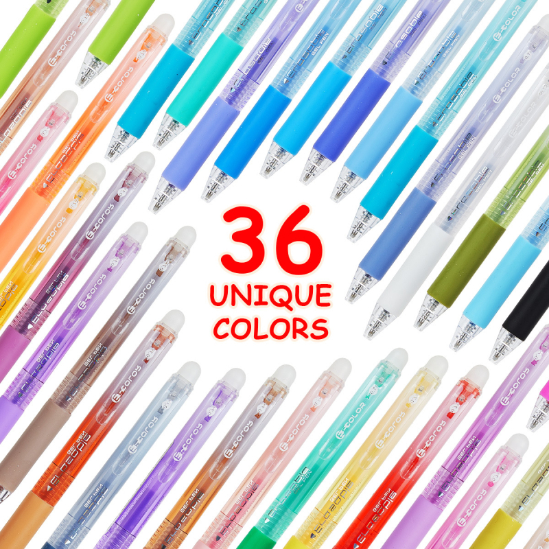 36 värvi kustutatav geelpliiats, õpilaspressi värviline, kiiresti kuivav, suure mahutavusega geelpliiats