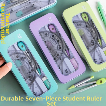 7-osaline sirkli ja joonlaua komplekt multifunktsionaalne algkooliõpilastele koos professionaalsete metallist põhikooliõpilaste väikeste värskete joonistuskirjatarvetega