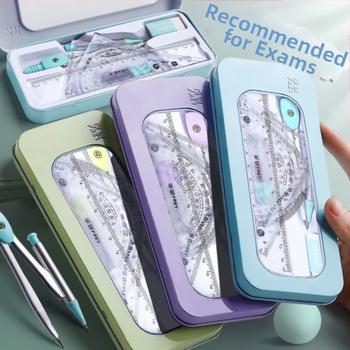 Σετ 7 τεμαχίων με πυξίδα και χάρακα, πολυλειτουργικό για μαθητές δημοτικού με επαγγελματίες μαθητές γυμνασίου και λυκείου, μικρά, φρέσκα χαρτικά σχεδίασης