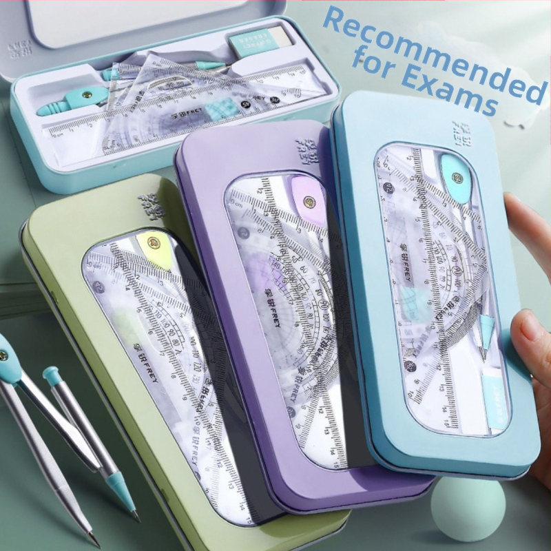 7-dielna sada kompasu a pravítka, multifunkčná sada pre žiakov základných škôl s profesionálnym kovovým písacím materiálom pre žiakov stredných škôl, malé, čerstvé kresliace potreby