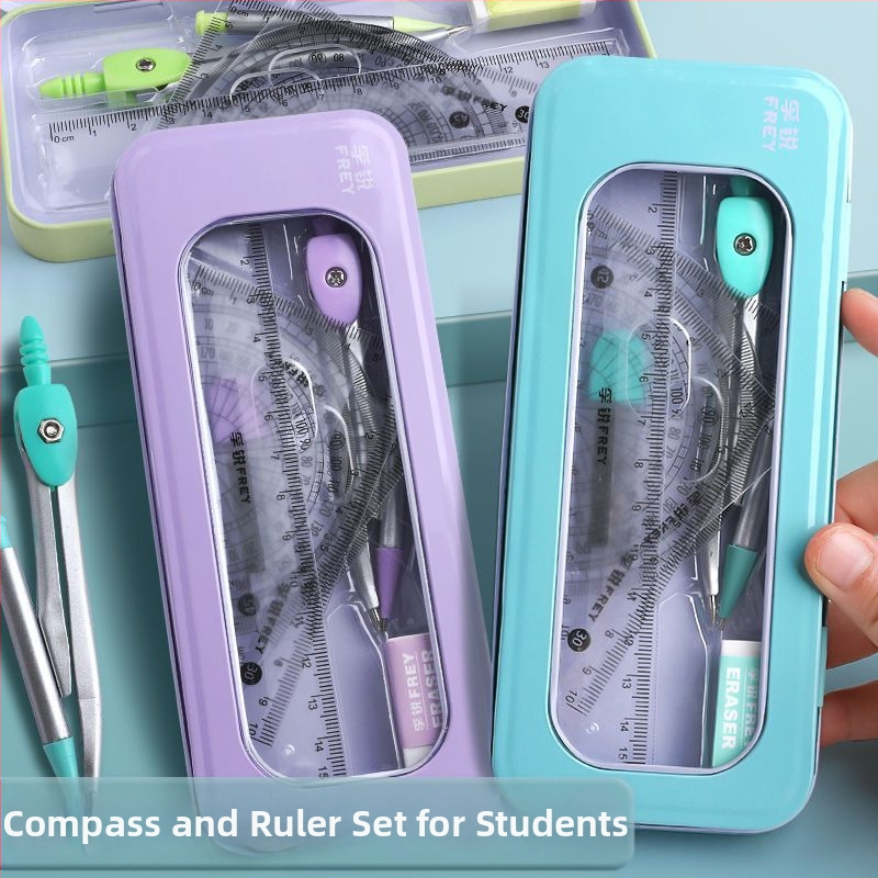 7-dielna sada kompasu a pravítka, multifunkčná sada pre žiakov základných škôl s profesionálnym kovovým písacím materiálom pre žiakov stredných škôl, malé, čerstvé kresliace potreby