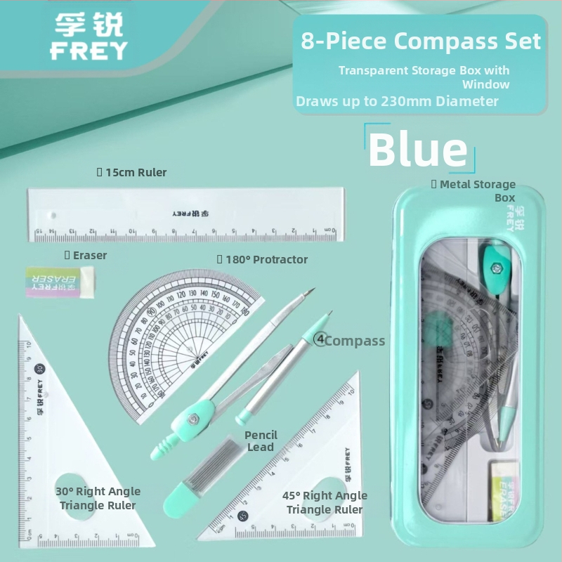 7-osaline sirkli ja joonlaua komplekt multifunktsionaalne algkooliõpilastele koos professionaalsete metallist põhikooliõpilaste väikeste värskete joonistuskirjatarvetega