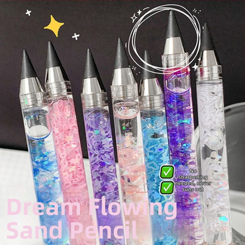 Spalvotas švino rašiklis pradinių klasių mokiniams, pieštukas be galandimo mergaitėms su rašikliu, kanceliarinių prekių dovanų maišelis, amžinas pieštukas