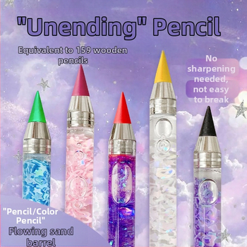 Spalvotas švino rašiklis pradinių klasių mokiniams, pieštukas be galandimo mergaitėms su rašikliu, kanceliarinių prekių dovanų maišelis, amžinas pieštukas