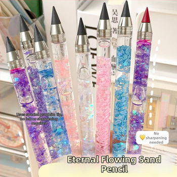 Spalvotas švino rašiklis pradinių klasių mokiniams, pieštukas be galandimo mergaitėms su rašikliu, kanceliarinių prekių dovanų maišelis, amžinas pieštukas