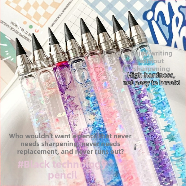 Spalvotas švino rašiklis pradinių klasių mokiniams, pieštukas be galandimo mergaitėms su rašikliu, kanceliarinių prekių dovanų maišelis, amžinas pieštukas