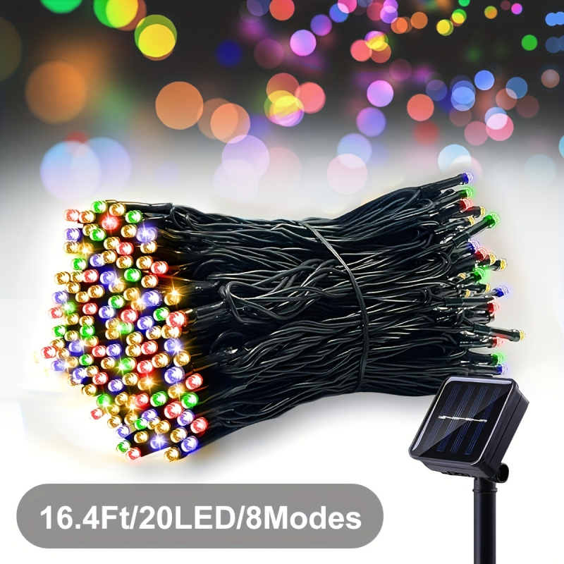 Saulės energija varomos LED girliandos lauko 1 vnt. 20/50/100 LED 16/23/39F