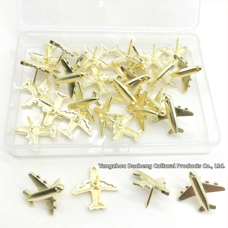 „Factory Direct“ kūrybingas trimatis metalinis orlaivio smeigtukas kamštinei lentai, veltinio dekoratyvinis I formos vinių smeigtukas