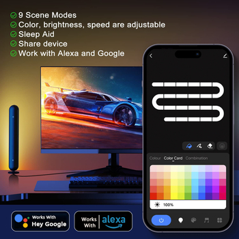 Nutikas Tuya Wifi lauaarvuti atmosfäärivalgus RGB fantaasiamänguarvuti Bluetooth e-spordi LED-muusika pikapvalgusti