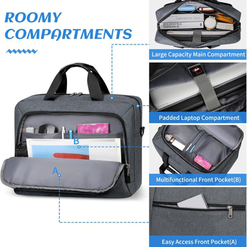 Чанта за лаптоп с висока стойност, голям капацитет, регулируема чанта за през рамо, многофункционална водоустойчива чанта