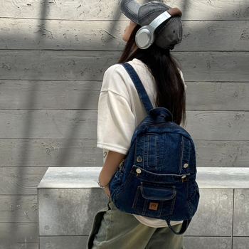 Korejiešu stila akadēmijas stila džinsa mugursoma sievietēm 2024. gada jauna, moderna, vienkārša, ikdienas studentu skolas soma, ceļojumu mugursoma