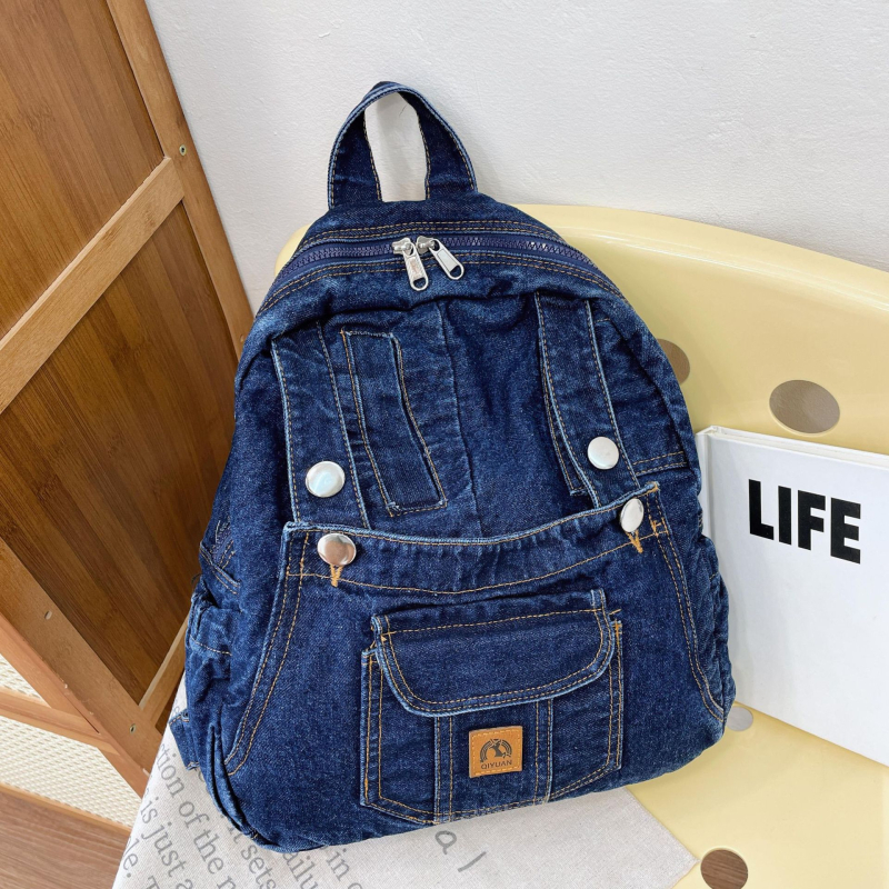 Korejiešu stila akadēmijas stila džinsa mugursoma sievietēm 2024. gada jauna, moderna, vienkārša, ikdienas studentu skolas soma, ceļojumu mugursoma