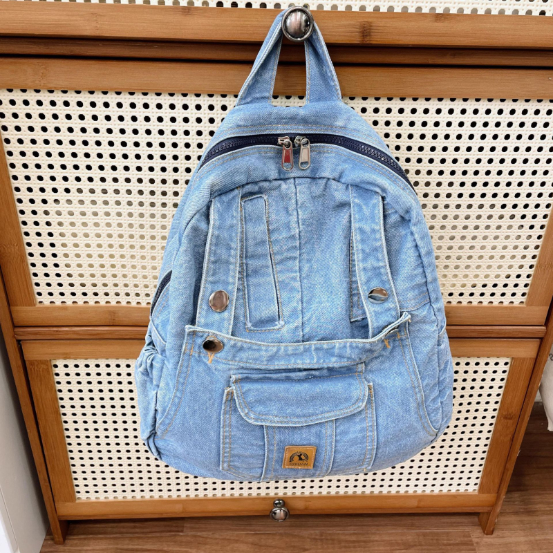 Korejiešu stila akadēmijas stila džinsa mugursoma sievietēm 2024. gada jauna, moderna, vienkārša, ikdienas studentu skolas soma, ceļojumu mugursoma