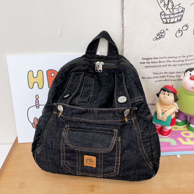 Korejiešu stila akadēmijas stila džinsa mugursoma sievietēm 2024. gada jauna, moderna, vienkārša, ikdienas studentu skolas soma, ceļojumu mugursoma