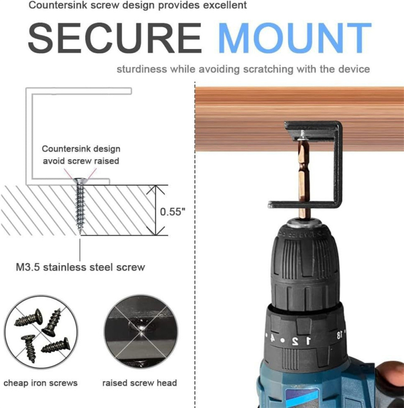 Поставка за лаптоп, общежитие, настолен компютър, висяща кошница за бюро под маса, желязна скоба за съхранение