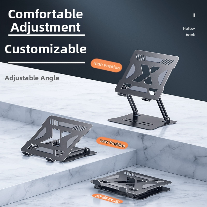 Aušinamas nešiojamojo kompiuterio stovas, reguliuojamas, reguliuojamas stovintis aliuminio lydinio darbalaukio pakabinama lentyna