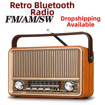 Piiriülene retro kaasaskantav raadio Am Fm Bluetooth juhtmevaba Super Bass TF USB MP3-mängija