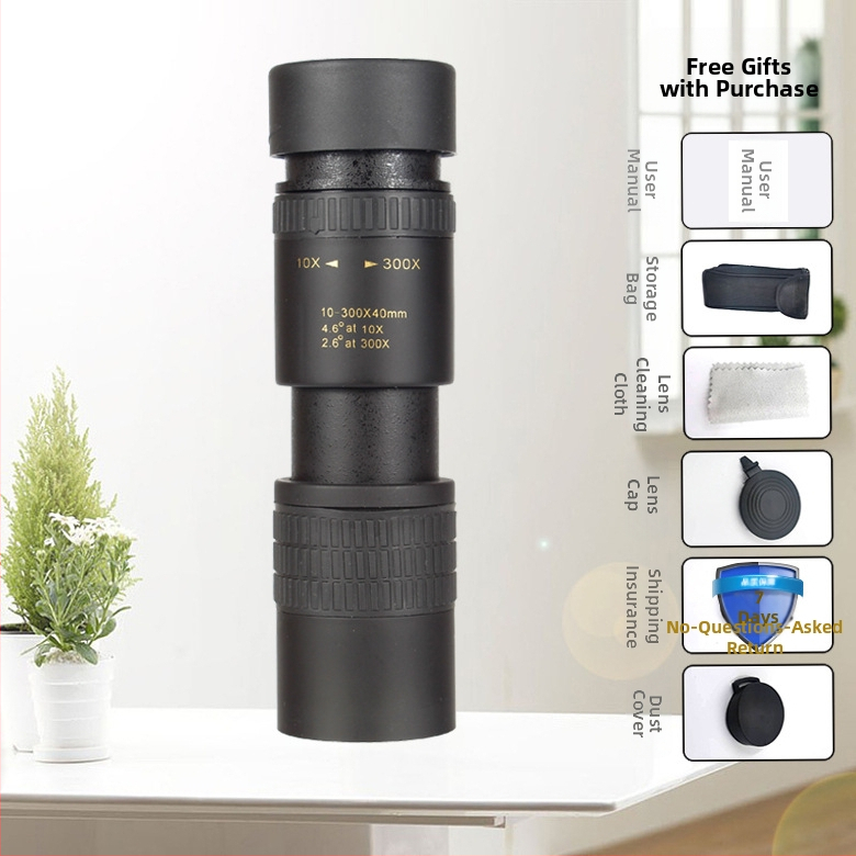 10–300x 40 naujas teleskopas su didelio galingumo HD vieno vamzdžio priartinimu, mobiliojo telefono kamera