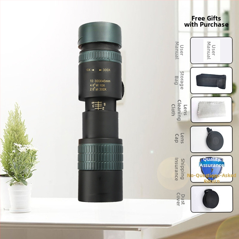 10–300x 40 naujas teleskopas su didelio galingumo HD vieno vamzdžio priartinimu, mobiliojo telefono kamera
