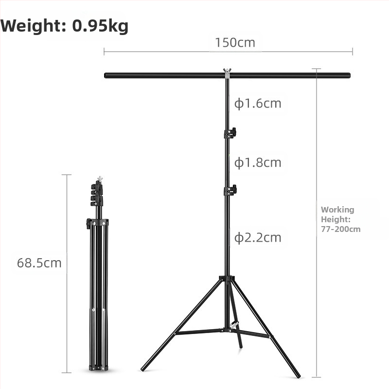 Фотография Телескопична Т-образна стойка за фон Портален фон за предаване на живо Зелен екран Статив за фото фон с напречна греда Т-образна стойка