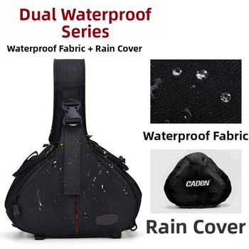 „Caden“ skaitmeninio fotoaparato krepšys K1 per petį su lietaus apsauga ir trikampiu fotoaparato krepšiu per petį