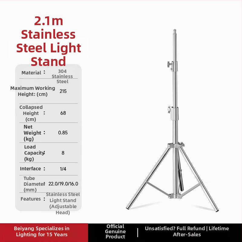 Roostevabast terasest valgusstatiiv täitevalguseks, otseülekandeks, laevalgusstatiiv, kaasaskantav teleskoopvalgusstatiiv õues filmimiseks