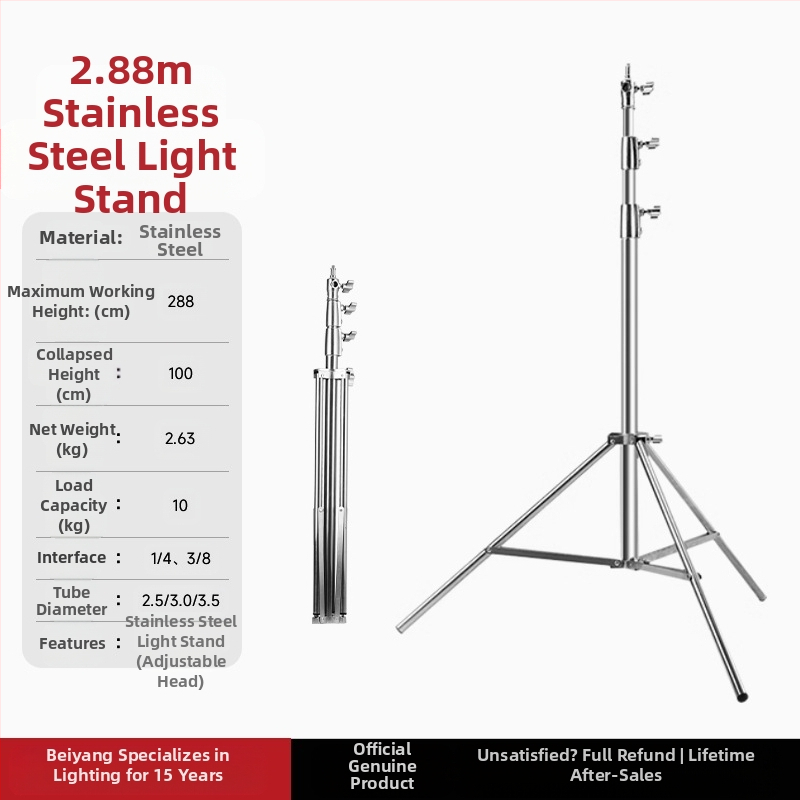 Roostevabast terasest valgusstatiiv täitevalguseks, otseülekandeks, laevalgusstatiiv, kaasaskantav teleskoopvalgusstatiiv õues filmimiseks