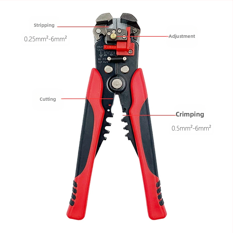 D2 многофункционални автоматични клещи за оголване на кабели за електротехници, инструмент за оголване на кабели три в едно, двуцветен, кримпващ, болторезачки