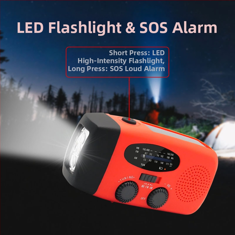Преносимо слънчево аварийно радио за открито, ръчно радио с манивела, многофункционално SOS алармено устройство