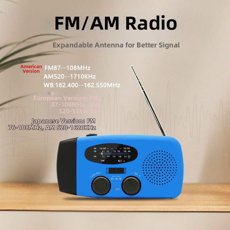 Преносимо слънчево аварийно радио за открито, ръчно радио с манивела, многофункционално SOS алармено устройство