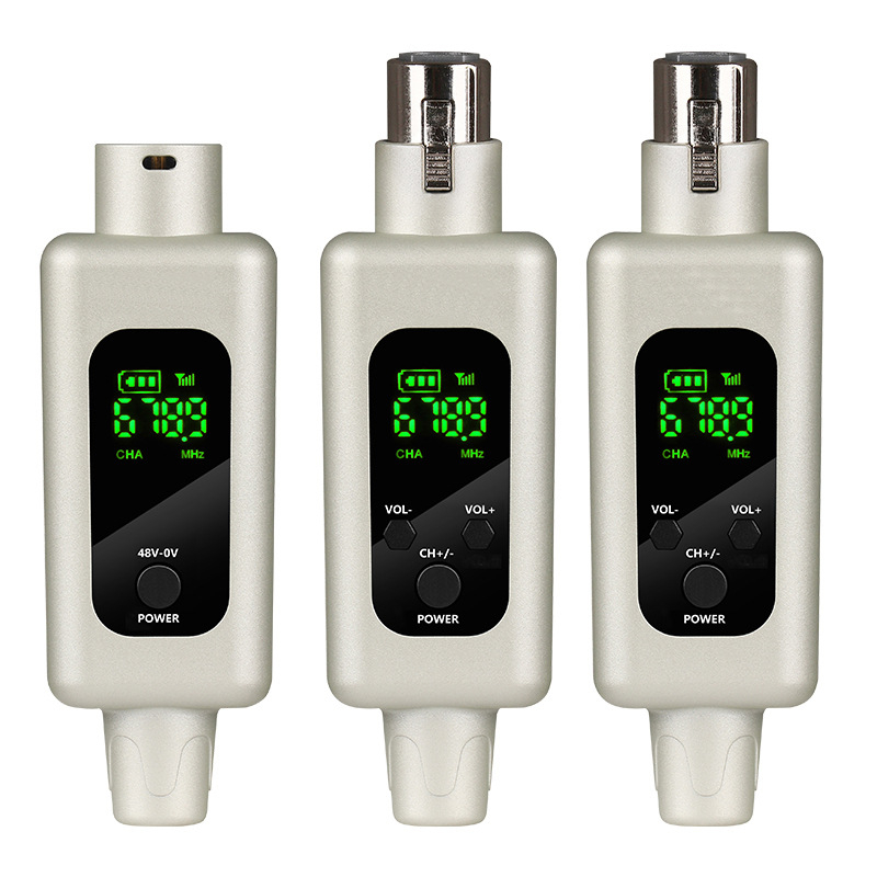 Piiriülene traadita granaadimikrofon, mis on juhtmega ühendatud traadita instrumendi helimikseriga, 48 V traadita 2,4 g vastuvõtja