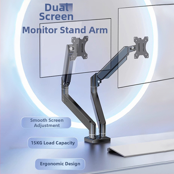 Kahe ekraaniga monitori alus arvutiekraani tõstealusega lauaarvuti kuvariga, mittestantsiv teleskooppööratav