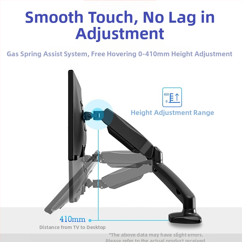 Стойка за монитор с два екрана, повдигаща се стойка за компютърен екран, настолен дисплей, без пробиване, телескопична ротация