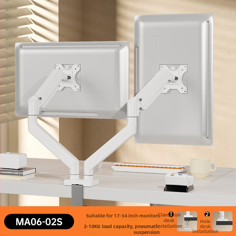 Kahe ekraaniga monitori alus arvutiekraani tõstealusega lauaarvuti kuvariga, mittestantsiv teleskooppööratav